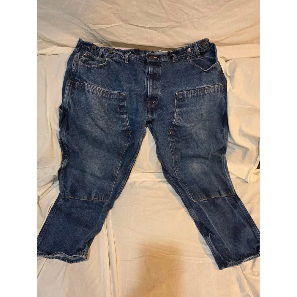 Prison Blues Work Jeans Blue Double Knee Heavy Duty Denim Pants 50x30